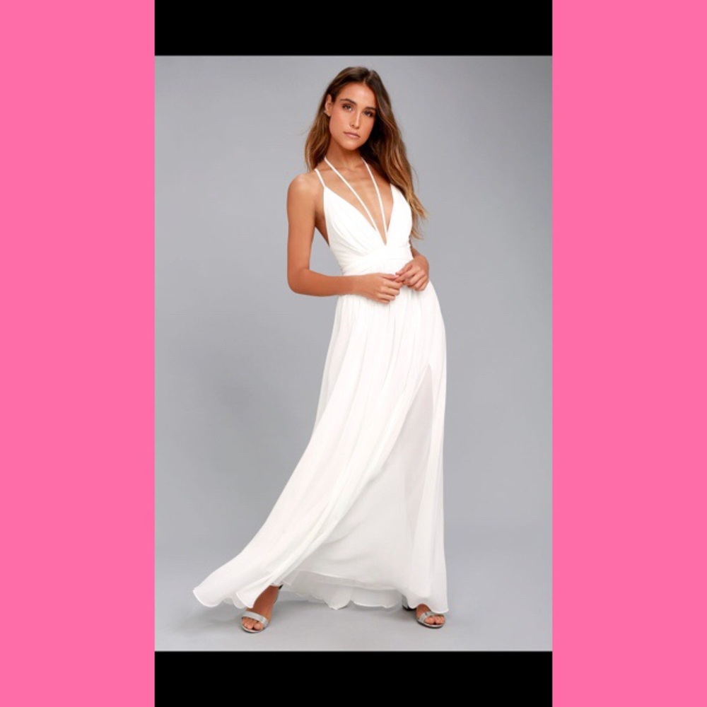 LULU’s BRILLIANT BEAUTY WHITE MAXI DRESS SZ S